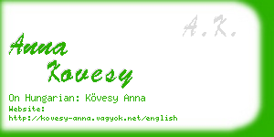 anna kovesy business card