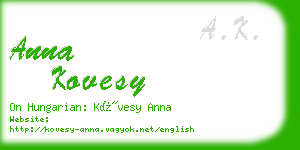 anna kovesy business card